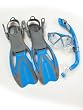 US Divers Coral Kids Recreational DRY Snorkel Set: Coral mask, Island Dry Junior snorkel, Proflex Junior fins, Mesh bag