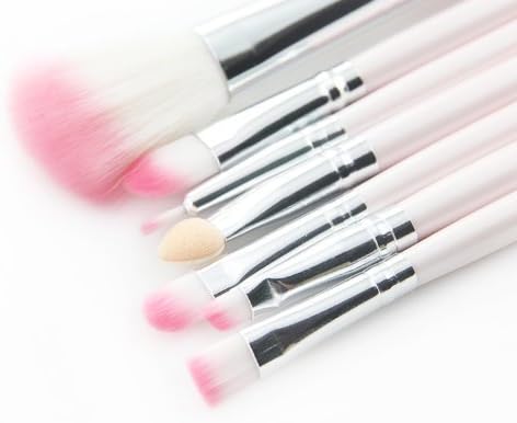 Fashion Century Lady - Cosmetics 7pcs 7 Pieces Makeup Brush Brushes Starter Basic Kit Travel Set with Pink Gauze Case Bag