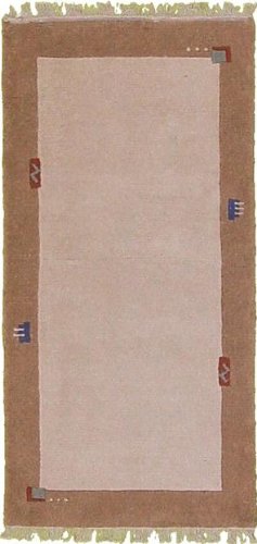 2x5 Cream Hand Knotted Wool Tibet Rug 2x5 Cream Hand Knotted Wool Tibet Rug