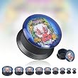 Black Acrylic Double Flat Flare Screw Fit Plug With 'Blue Insanity' Print - 5/8" - SOLD AS A PAIR