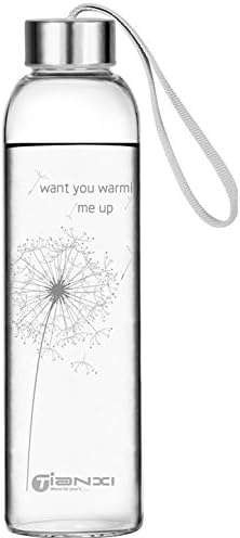 TIANXI stylish Portable Real Borosilicate Glass Water Bottle with Nylon Sleeve 550 ml