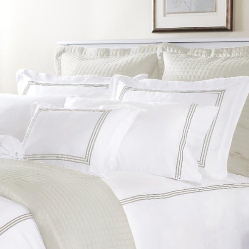Roxbury Park Baratto Euro Sham With Tripple Ecru Embroidered Stripes