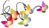 Kurt Adler Plastic Multi Butterfly Light Set with Green Wire, 12Spacing with 30 Lead Wire, 1 Fuse Bulb & 4 Spare Bulbs.  Indoor/Ooutdoor