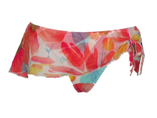 Be Creative Turquoise & Coral Ruffled Scarf Swimsuit-bottoms