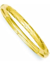 Genuine 14K Yellow Gold 4/16 Diamond-Cut Fancy Hinged Bangle Bracelet 7 Grams Of Gold 100% Satisfaction Guaranteed.