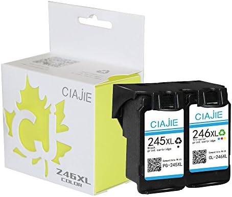 CIAJIE Remanufactured Canon PG-245XL CL-246XL Waterproof Black Ink Cartridge Show Accurate Ink Level for PIXMA MG2420 MG2520 MG2920 MG2922 (1*Black 1*Color)