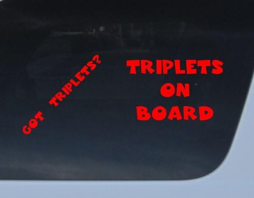 GET 2 decals Got Triplets? and Triplets on Board Red Car Auto Window Sticker boy girl baby
