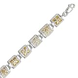 Sterling Silver Two Tone Quilt Link Bracelet