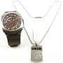 Diesel Gents Leather Watch And Stainless Steel Dog Tag Gift Set