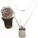 Diesel Gents Leather Watch And Stainless Steel Dog Tag Gift Set