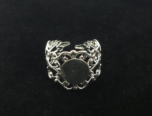 20PCS Silver Plated Adjustable Filigree Ring Blanks 18mm