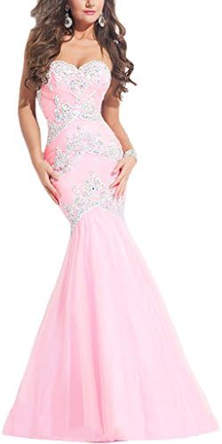 CloudShop Elegant Mermaid Lace Evening Formal Dress C524 Pink 6