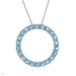 Circle Necklace With 1.76ctw Genuine Topazes Well Made in White Gold Length 18in