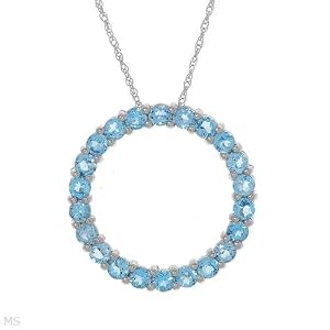 Circle Necklace With 1.76ctw Genuine Topazes Well Made in White Gold Length 18in