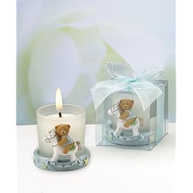 Teddy bear candleholders - blue (Set of 72)