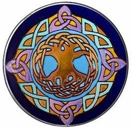Celtic Tree of Life Painted Art Glass Suncatcher, Purple and Blue
