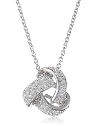 Sterling Silver Crystal Love Knot Pendant Necklace, 18"