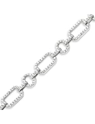 Sterling Silver CZ Link Bracelet - 7.25 Inch