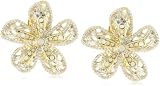 Carolee Late Bloomer Gold-Tone Lattice Flower Button Earrings