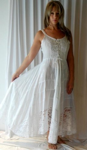 WHITE DRESS LACE UP SEMI SHEER STRAPS - FITS - 2X 3X 4X- P239 LOTUSTRADERS