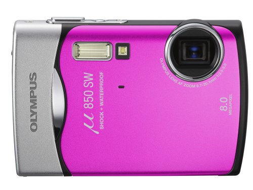 Childrens Toyshop  Electronics : Olympus Mju 850SW Digital Camera - Metal Pink (8.0MP, 3x Digital Zoom), 2.5" LCD