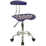 Flash Deep Blue & Chrome Computer Task Chair w/ Tractor Seat
