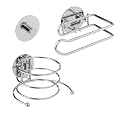 Wenko 19896100 Bad-Accessoire-Set Turbo-Loc - Befestigen ohne Bohren, Haken, Haartrocknerhalter, Toilettenpapierhalter, Chrom