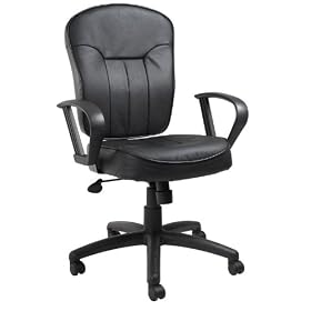 Boss Black Leather Task Chair with Loop Arms by BOSS