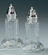 2 PIECE GLASS/ SILVER SALT AND PEPPER SET
