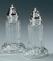 2 PIECE GLASS/ SILVER SALT AND PEPPER SET