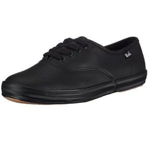 Keds Women's Champion Leather Sneaker,Black Leather, 10 M