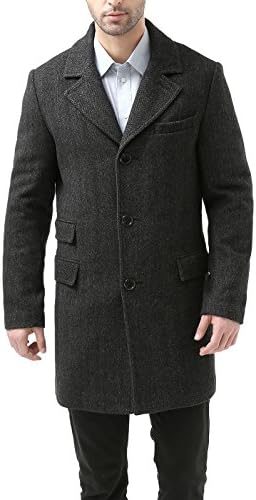 MODERM Men's 'Jacob' Wool Blend Single Breasted Walking Coat - Black M