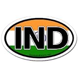 India IND and Indian Flag Car Bumper Sticker Decal Oval by LandsAndPeople