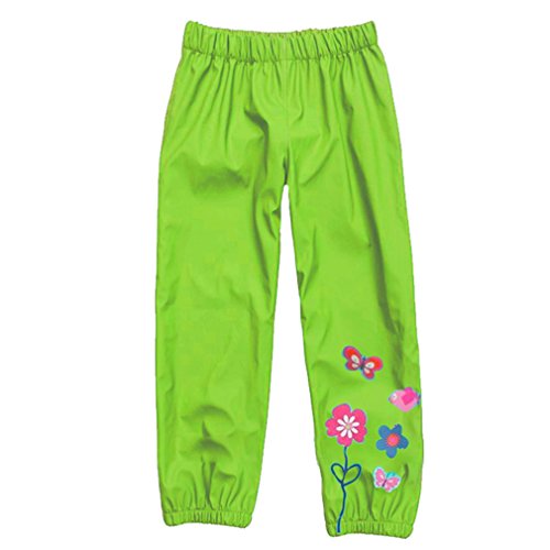 MingAo Girls Rain Pants Flower Waterproof Warm Outdoors 1-5 Years