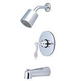 Kingston Brass KB6691CFL Century Tub and Shower Faucet with 6-1/4-Inch Diameter Escutcheon, Polished