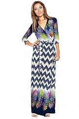 Spandex Chevron Print Floral Print Wrap Evening Dress/Maxi Dress 