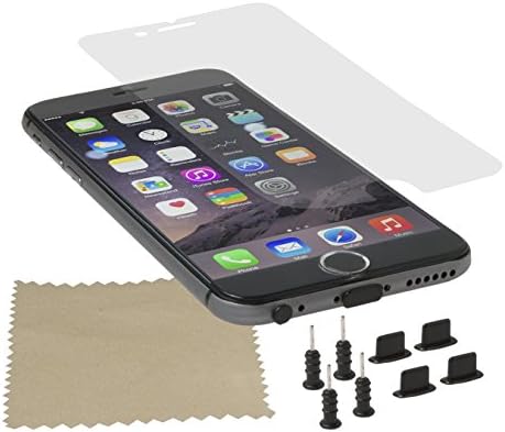PortPlugs™ iPhone 6 Protection Pack - Include 5 pairs of Anti-Dust Plugs with Bonus Clear Screen Protector & Plug Case (Black)