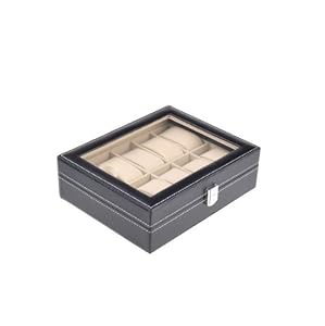 Neewer 10 Grid Watches Jewelry Display Storage Box Case PU Leather Black