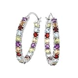 Multi Gemstone Hoop Earrings