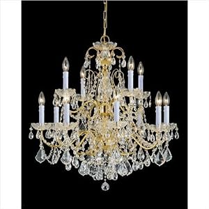 Crystorama 3228-GD-CL-SAQ Imperial 12 Light Two Tier Chandelier in Gold with Swarovski... by Crystorama