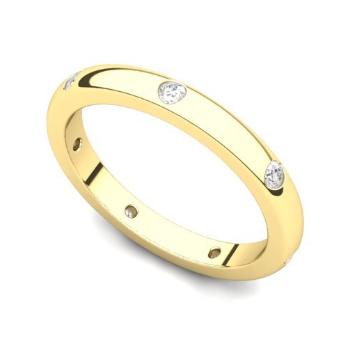 14k Yellow Gold Bezel set Diamond Semi Eternity Wedding Band Ring (G-H/SI, 0.21 ct.)
