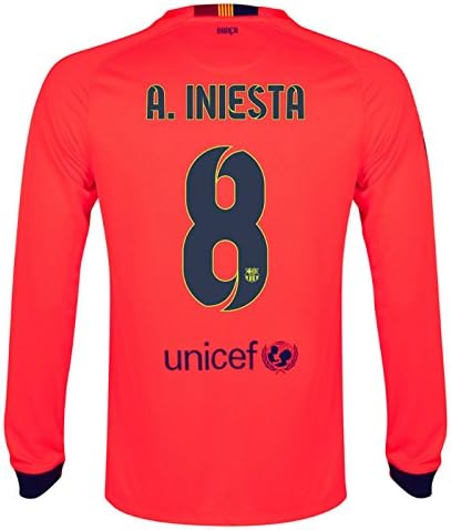 2014-15 Barcelona Long Sleeve Away Shirt (A.Iniesta 8)