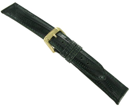 18mm Speidel Genuine Teju Lizard Dark Green Watch Band Regular