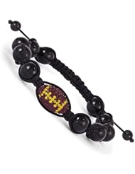 Swarovski Elements Washington Spirit Football & Onyx Macrame Bracelet