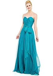 Pleated Sweetheart Chiffon/Tulle Evening Dress  With a Sash 