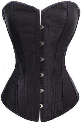 Chicastic Black Satin Sexy Strong Boned Corset Lace Up Bustier Top - Also White & Red
