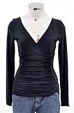 Elie Tahari Black Sophia Knit Long Sleeve V Neck Shirt