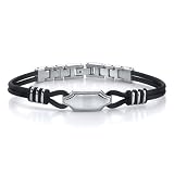 Exclusive Style: Stainless Steel ID-style Dual Rubber Cord Link Bracelet for Men