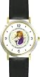 Ole or Old King Cole - from Mother Goose by Artist: Sylvia Long - WATCHBUDDY&reg; DELUXE TWO-TONE THEME WATCH - Arabic Numbers - Black Leather Strap-Size-Large ( Men's Size or Jumbo Women's Size )