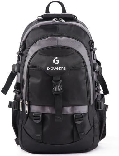 Wantdo Mens Large Capacity Travel Hiking Backpack Black Grey D33027-1